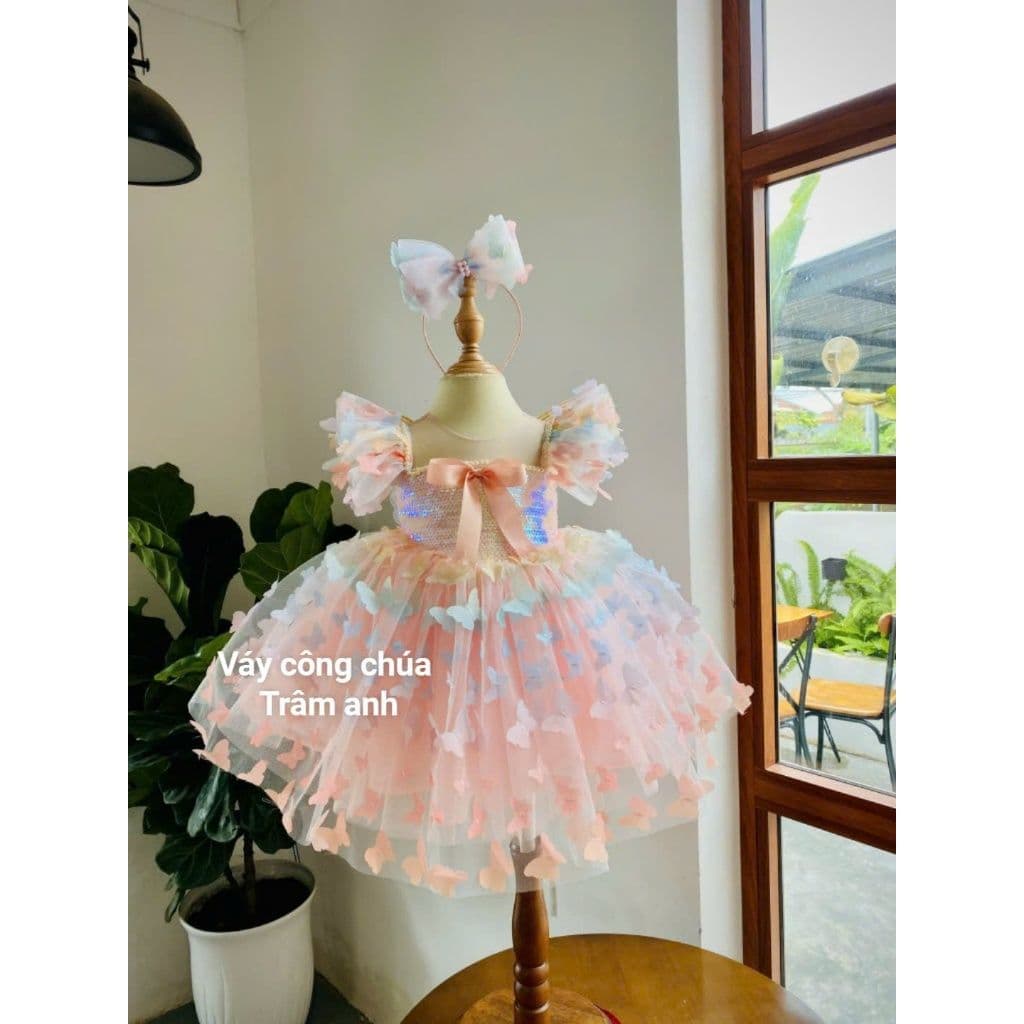 Rainbow Butterfly Princess Dress (Free Hair Clip)
