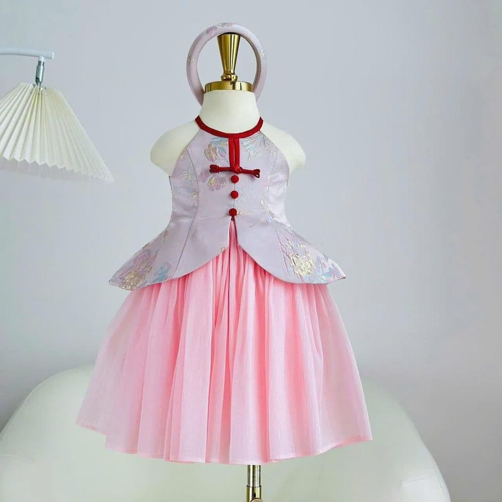 Long Modern Brocade Tết Dress