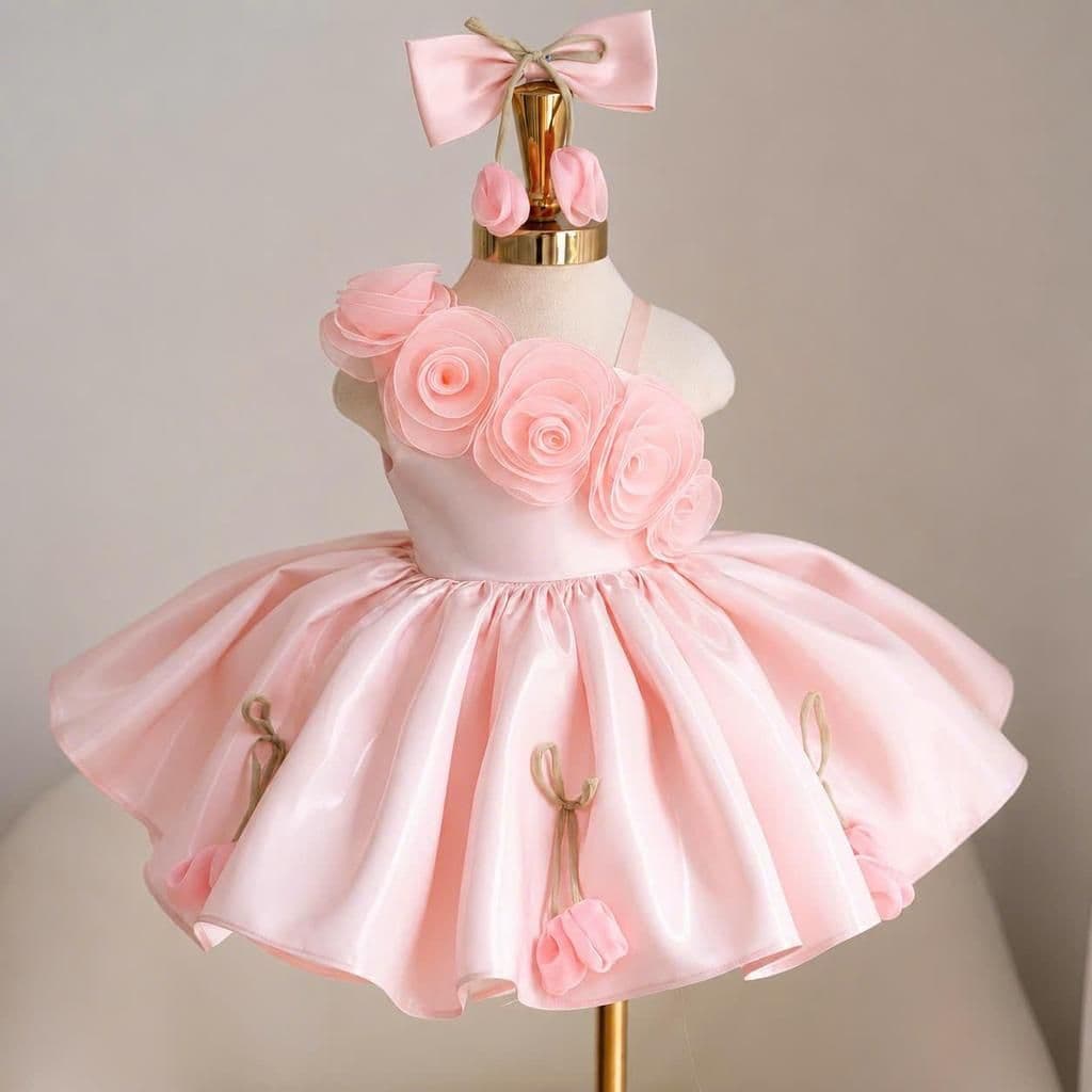 3D Tulip One-Shoulder Princess Dress (hair clip)