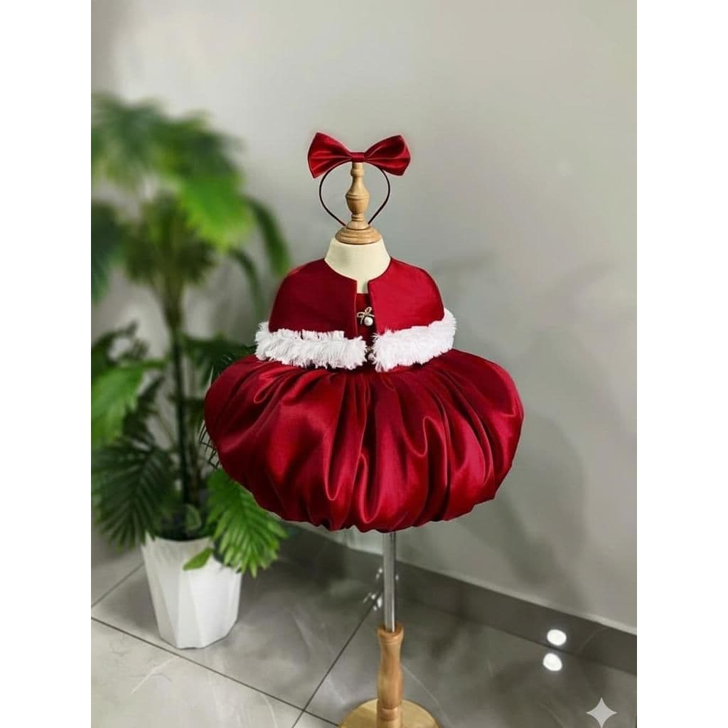 Christmas Bubble Halter Dress (hair clip)