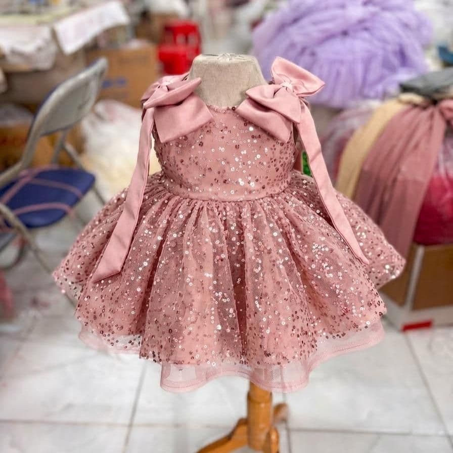 Sequin Dress with Bow Straps + Accessories