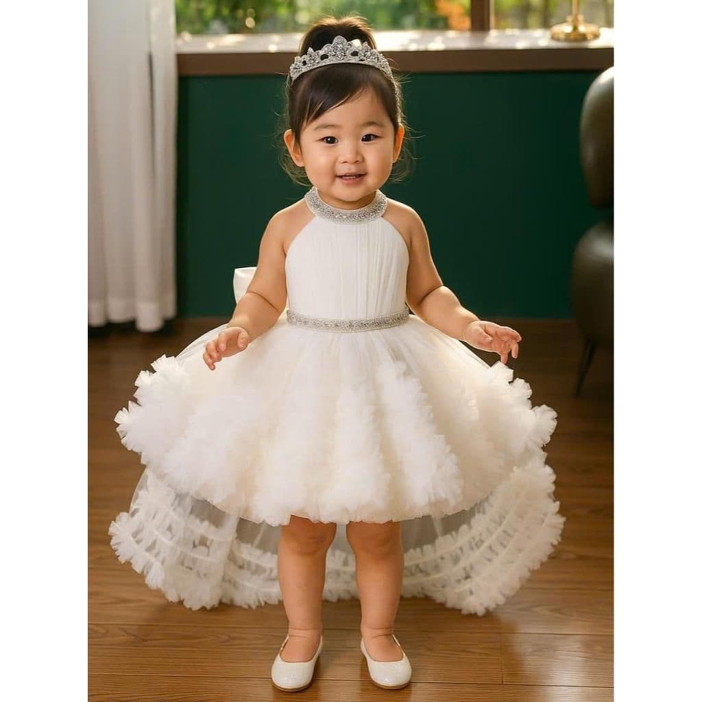Luxury Jeweled-Collar Mermaid Dress (detachable train, hair clip & veil)